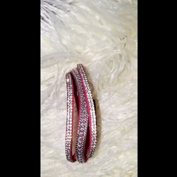 💃Red Leather Bracelet With Crystal Blinks 🌴 - Picture 6 of 6
